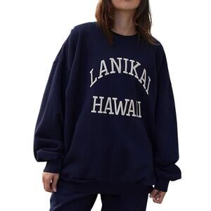 Brandy Melville John Galt Navy Lanikai Hawaii Crew Neck Sweatshirt One Size
